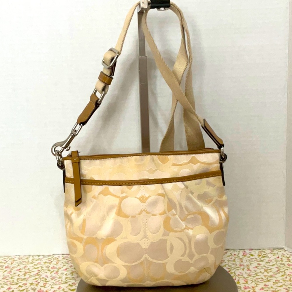 COACH Beige/Cream Signature Crossbody Bag